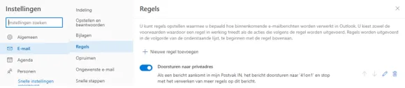 Screenshot Outlook regels