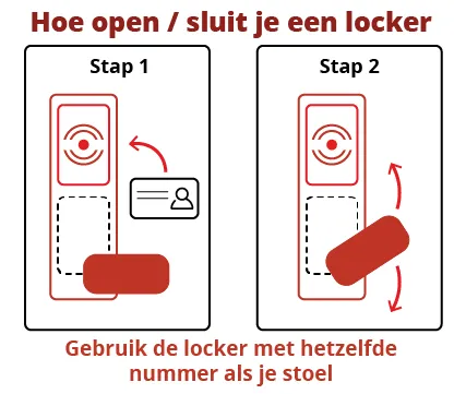 Een visuele uitleg voor je openen en sluiten van een kluisje in het Comeniusgebouw.