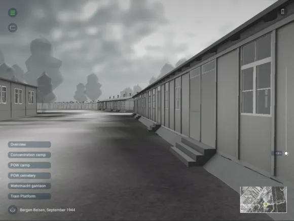Screenshot of Virtual Visit app of Bergen-Belsen