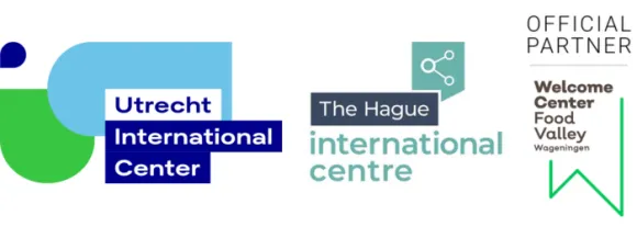 Logo's Utrecht International Center, The Hague International Centre en Welcome Center Food Valley