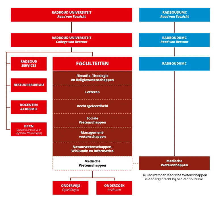 De organisatiestructuur van de Radboud Universiteit