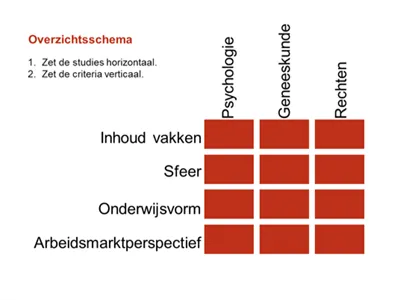Illustratie stap 2 overzichtsschema studiekeuze maken