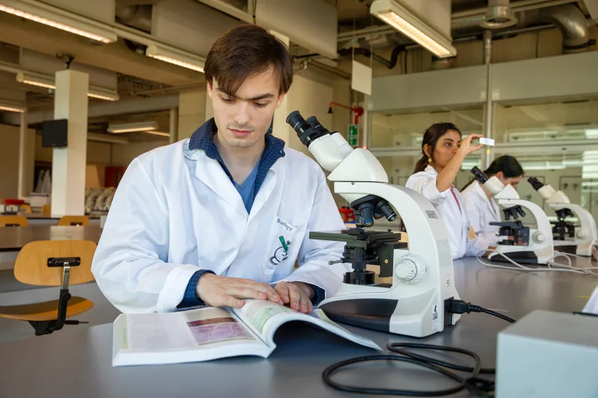 Biology student in laboratory