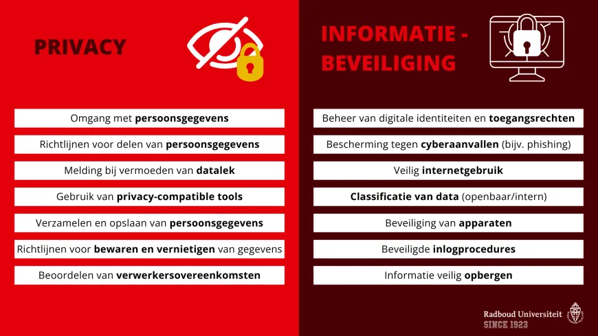 Overzicht van onderwerpen die vallen onder privacy en security