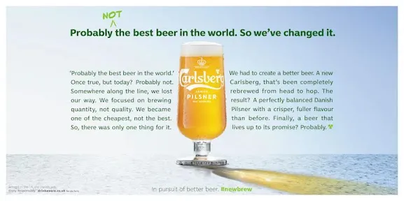 Probably (not) the best beer in the world. So we've changed it. 
