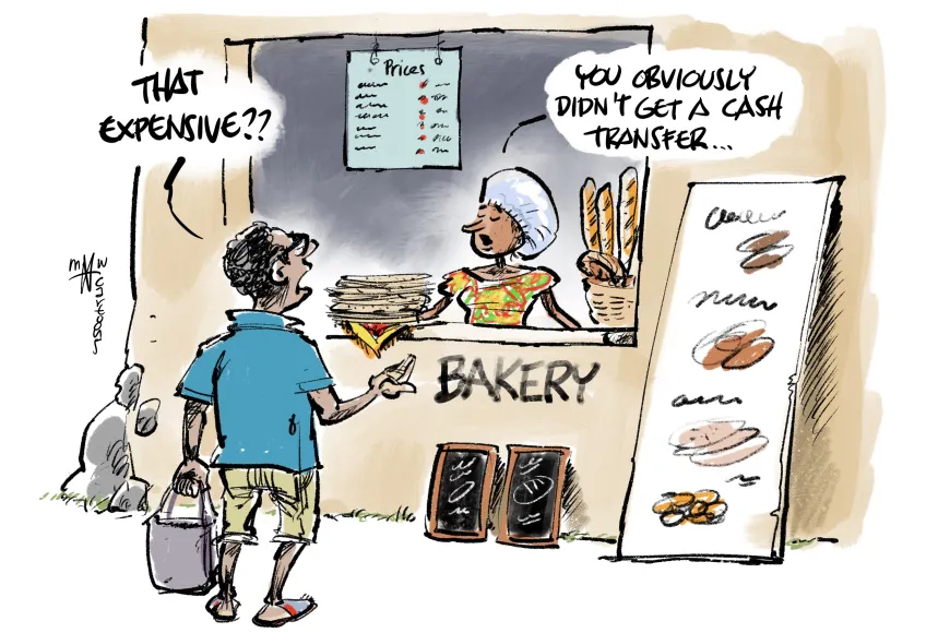 cartoon of a cash transfer