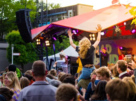 Publiek op Radboud Rocks
