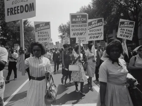Protesters holding signs in Civil Rights March