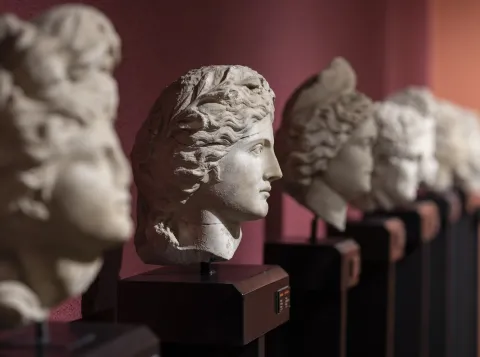 Row of ancient Greek female busts