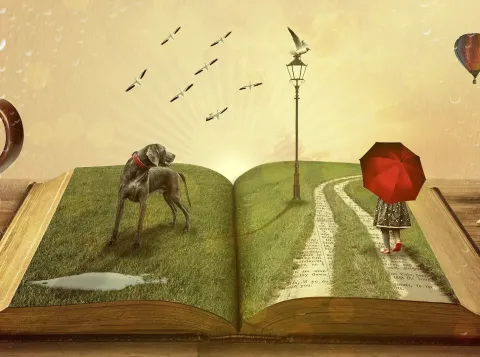 Illustration of book coming to live