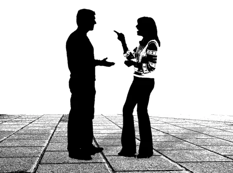 Two people having a conversation