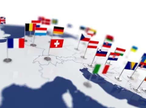 Flags on map