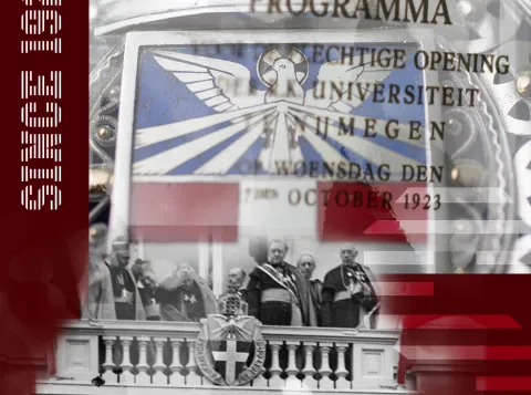 Overlay van foto's uit 100 jaar Radboudgeschiedenis