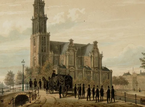 Tekening uit 1861, gemaakt door Willem Hekking jr. (bron: Stadarchief Amsterdam)