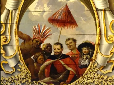 Afbeelding op plafond van de vergaderzaal van de Staten van Holland
