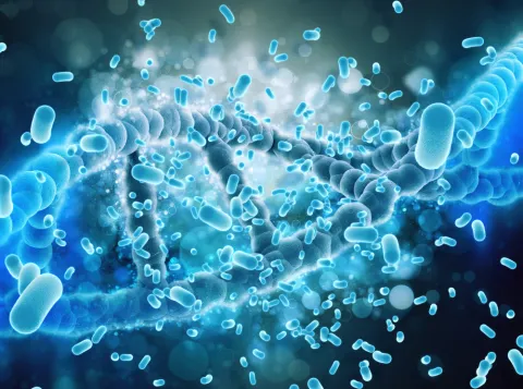 dna helix attacked by bacteria