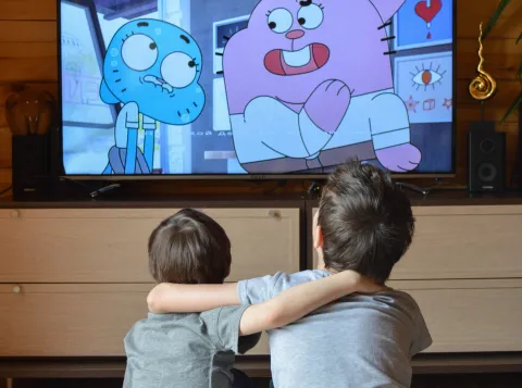 brothers watching tv