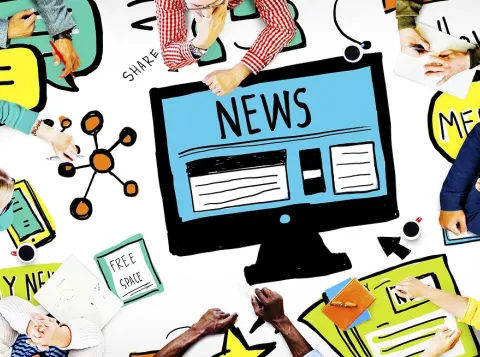Image of news, and people writing