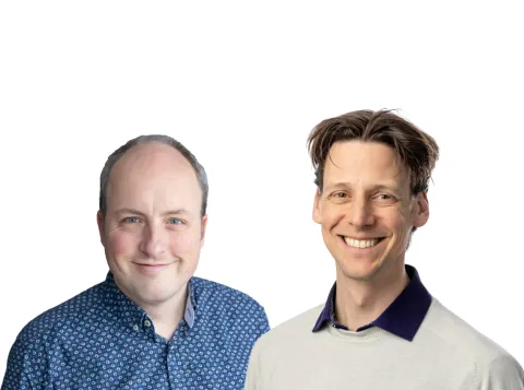 Universitair docent Bernard van Gastel en projectleider van het PEP-team Joep Bos-Coenraad