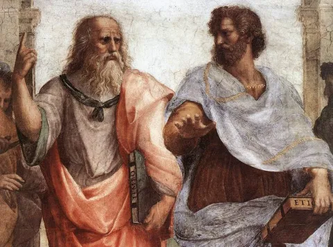 Schilderij van Plato en Aristoteles.
