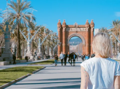 Vrouw in Barcelona, Spanje