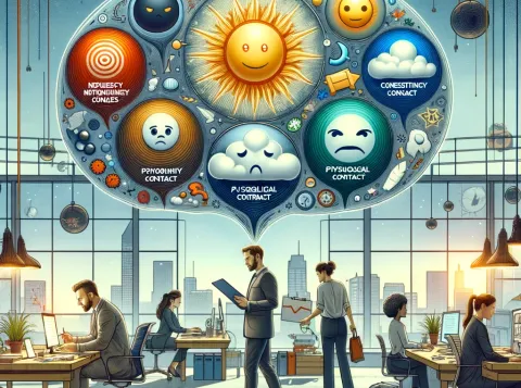 Artwork met werkende mensen en emoties