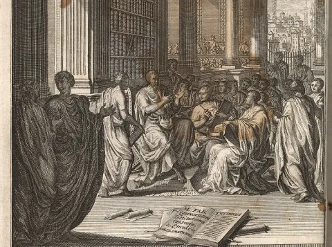 Schilderij Pieter Burman met filosofen