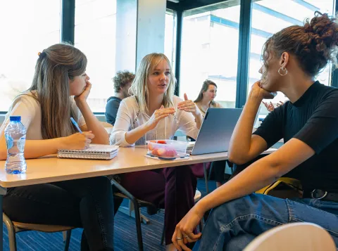 Students discussing in class
