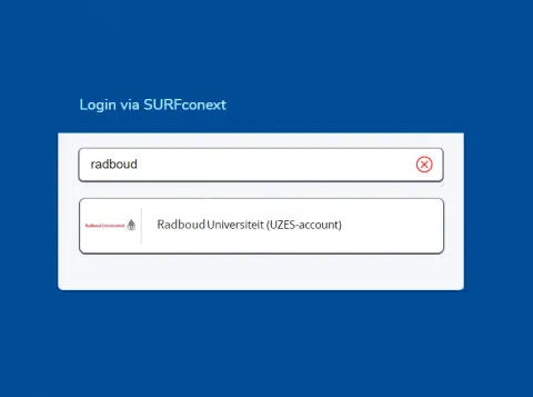 Weergave van het inlogscherm van SURFconext