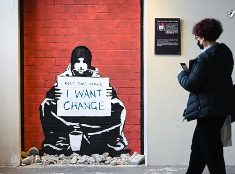 Political Theory - Banksy "keep the coins, i want change"