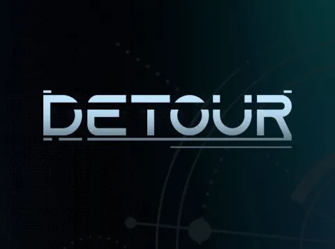 Zwart logo met de tekst: Detour 