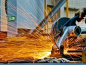 Cut-off Saw Cutting Metal With Sparks