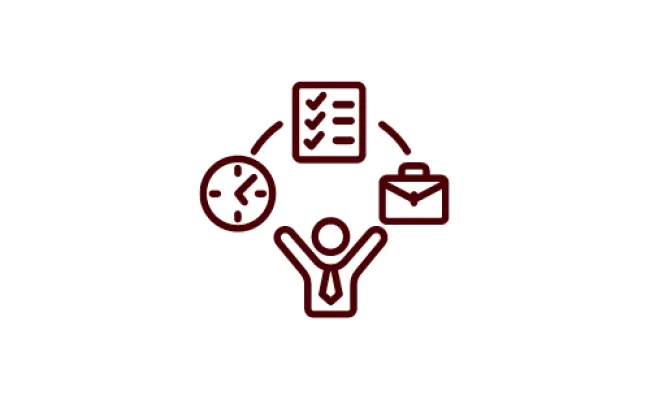icon of a working person with a to do list and a clock and a briefcase