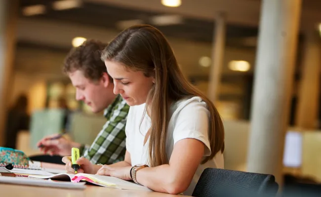 Twee mensen aan het studeren