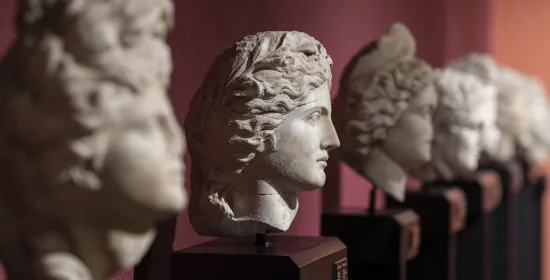 Row of ancient Greek female busts