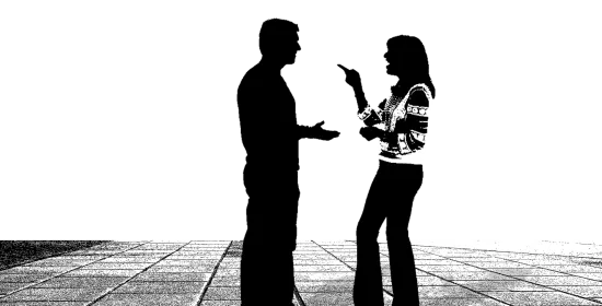 Two people having a conversation