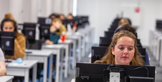 studenten achter computer