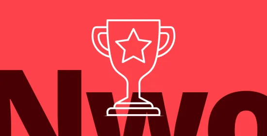 Letters NWO met een trofee icoon in het midden