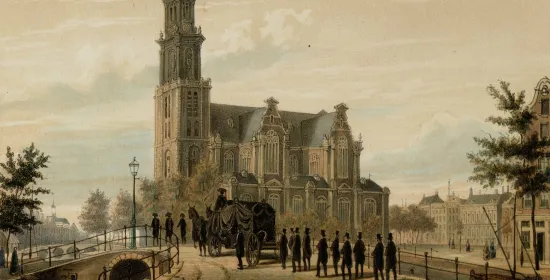 Tekening uit 1861, gemaakt door Willem Hekking jr. (bron: Stadarchief Amsterdam)