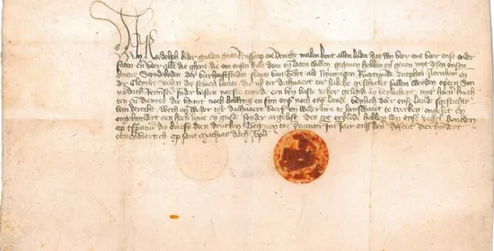 Letter of guidance issued in 1441 by Rudolf van Diepholt, bishop of Utrecht, to the envoys of the cities of Gelderland who were to travel to the meeting of the Hanseatic League in Lübeck.
