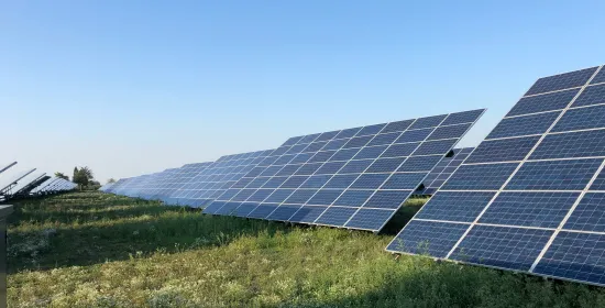 Solar panels in a green environment