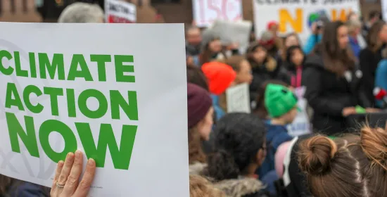 Protestbord Climate Action Now. Afbeelding van Filmbetrachter van Pixabay