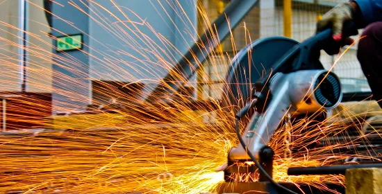 Cut-off Saw Cutting Metal With Sparks