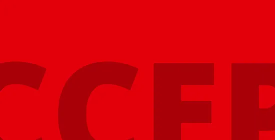 De letters CCEP in donderrood tegen een Radboudrode achtergrond
