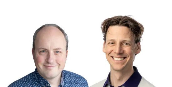 Universitair docent Bernard van Gastel en projectleider van het PEP-team Joep Bos-Coenraad