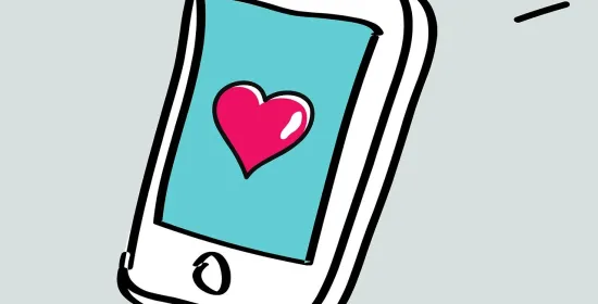 Tekening van smartphone met hartje