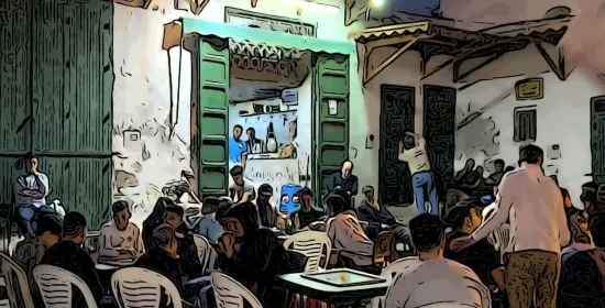 Jongeren in een Marokkaans café
