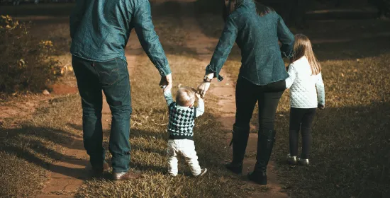 Family walking with children 