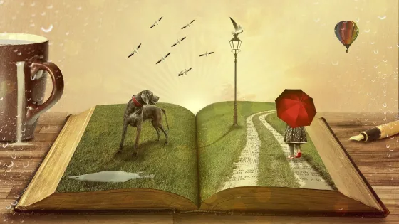 Illustration of book coming to live