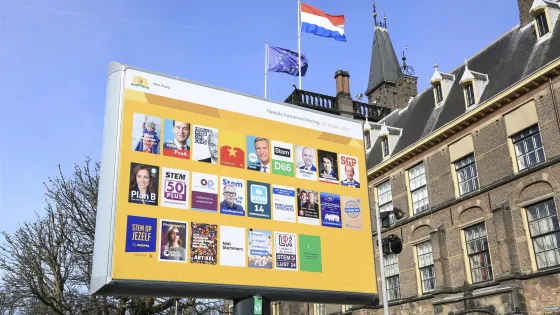 Political pamphlets on a sign